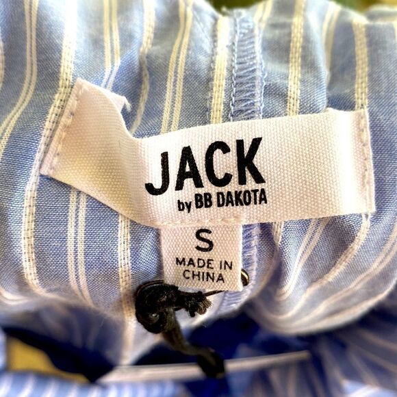 JACK BB DAKOTA light blue white striped elastic waist tie ruffle wrap front - Picture 4 of 4